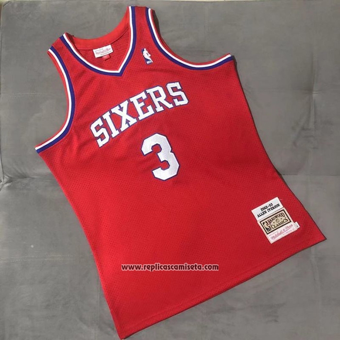 Camiseta Philadelphia 76ers Allen Iverson NO 3 Mitchell & Ness 2002-03 Rojo